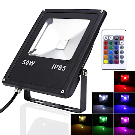 wolketon RGB 50W LED Strahler IP65 mit Fernbedienung LED Fluter 16 Farben 4 Modi Scheinwerfer