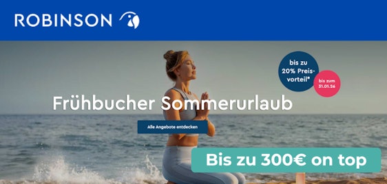 Doppelt sparen! 🏝️ Robinson Club: Bis zu 300€ Rabatt auf den nächsten Urlaub
