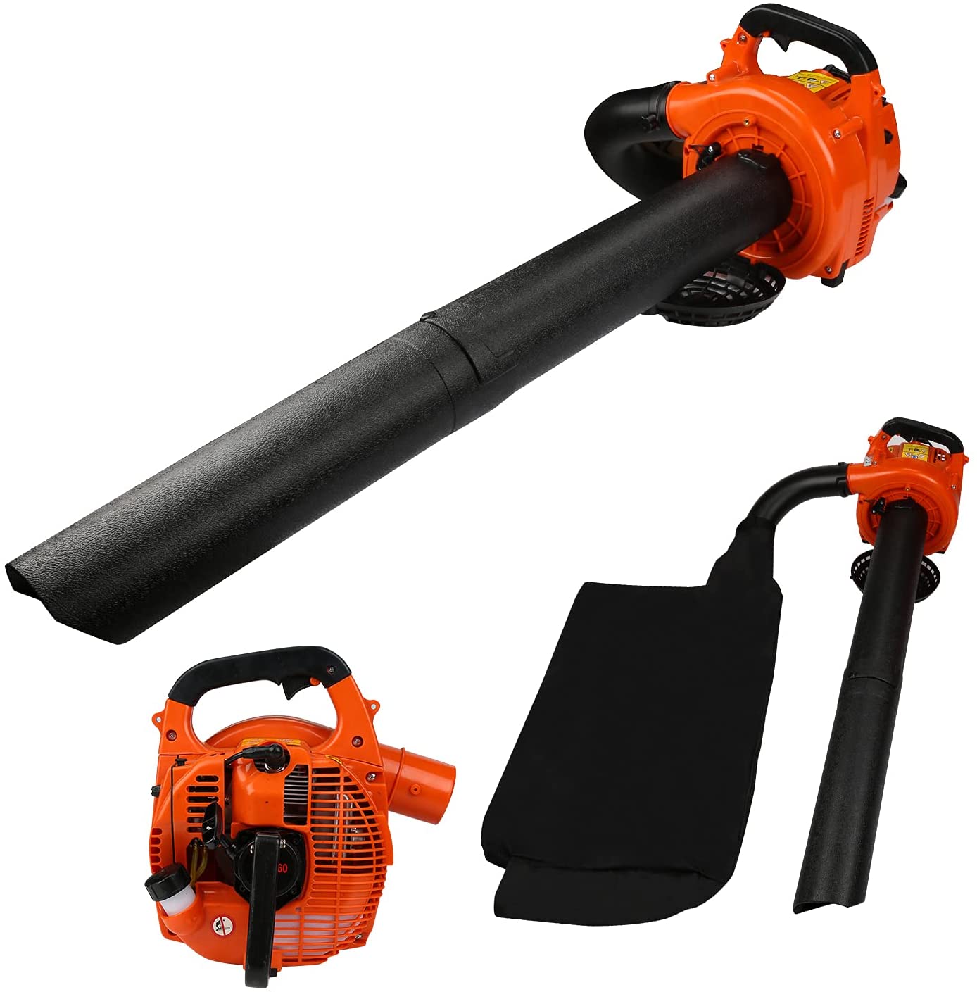 EINFEBEN 3-in-1 Laubsauger Laubbläser, inkl. 2 Schlauch, 50L Fangsack, 2-Takt-Benzinmotor 