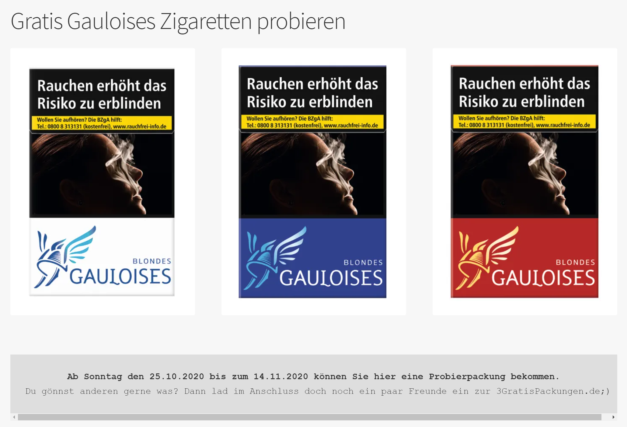 Gauloises Zigaretten Blau, Rot oder Weiss
