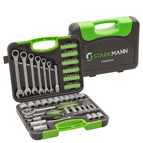 Starkmann Greenline Steckschlüsselsatz 104-tlg. für 30€ - Chrom-Vanadium-Stahl