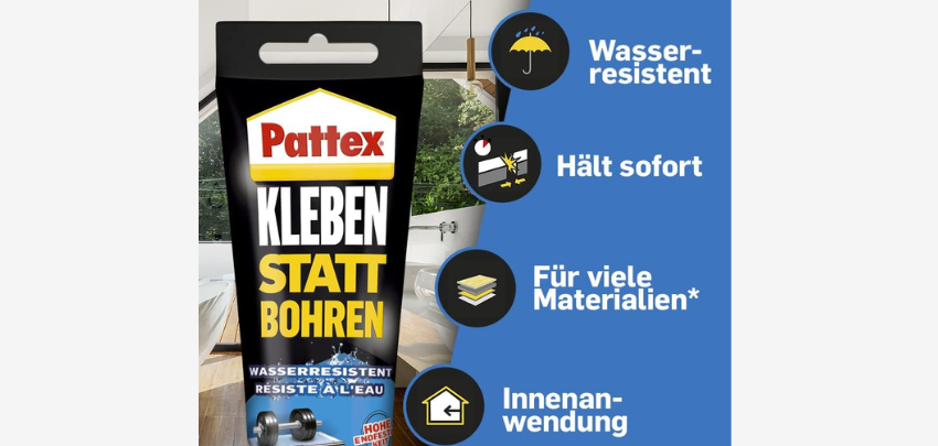 Pattex Montagekleber Kleben statt Bohren für 6€ - wasserresistent, innen &amp; außen, lösemittelfrei