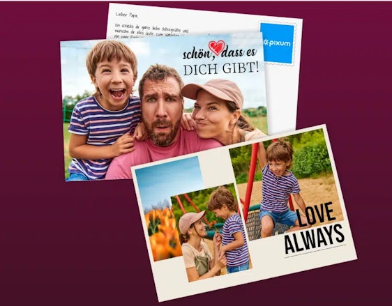 "Last Minute Valentinstag" Gratis Postkarte versenden via Pixum App