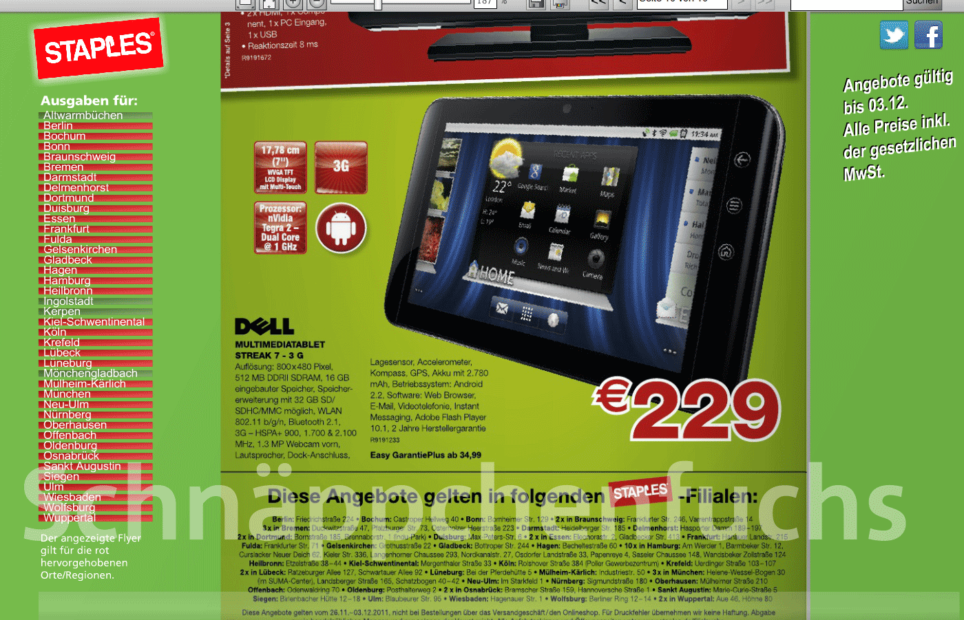 Dell Streak 7 16GB WiFi für 184€ - 7-Zoll-Tablet mit Android 3.2 (Update 2)