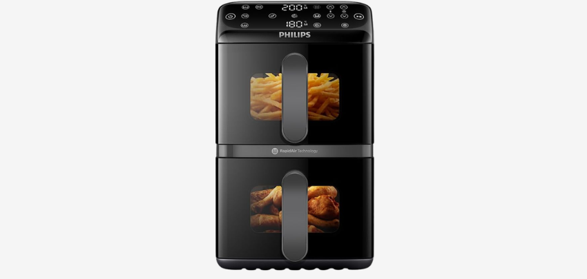Kompakter Küchenhelfer mit XXL-Kapazität! 🍟 Philips NA460/00 gestapelte Heißluftfritteuse für 180€ 🚀