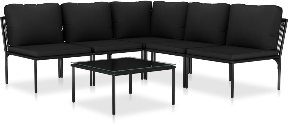 vidaXL 6-tlg. Garten-Lounge-Set mit Auflagen schwarz (48588): Spart 67,12€