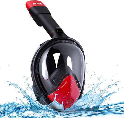 AGM Schnorchelmaske für 14€ - Vollgesichtsmaske mit 180° Panorama-Sichtfeld