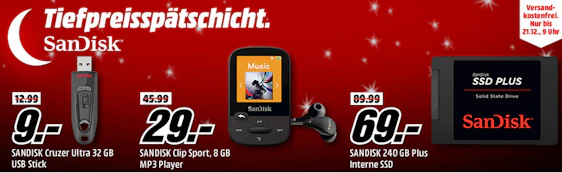 Sandisk Tiefpreisspätschicht bei Media Markt - z. B. Sandisk Ultra USB-Stick 256 GB für 59€