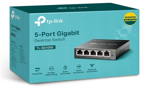 TP-Link 5-Port (TL-SG105S) für 12€ - 10 Gb/s Gigabit Switch mit 5 x RJ-45 Gigabit Ethernet Ports