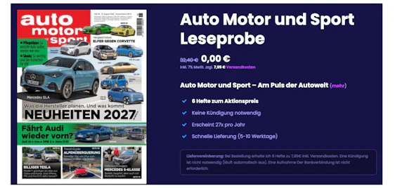 Hammer! 🤯 6 Ausgaben Auto Motor und Sport gratis | nur 7,95€ Versand, selbstkündigend