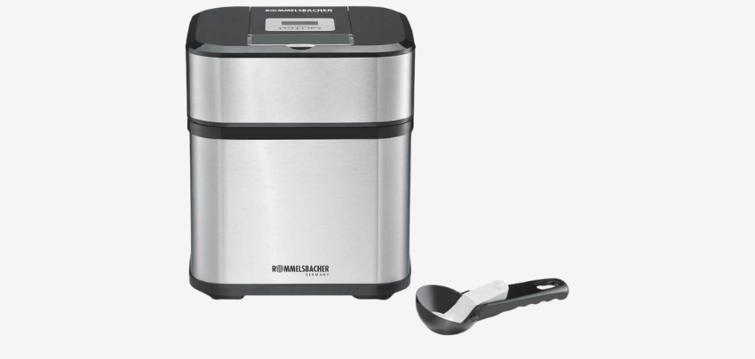 Rommelsbacher Eismaschine IM 12 für 46€ - Edelstahl-Design, 1,5L Kapazität, inkl. Rezepte