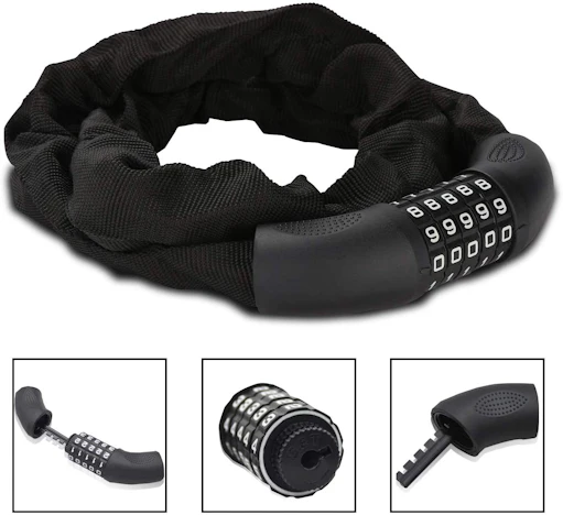 Hengda Fahrradschloss Zahlenschloss mit 5-stelligem Zahlencode, 90 cm, Schwarz
