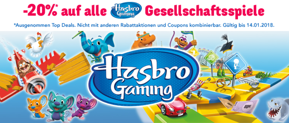 20% Rabatt auf alle Hasbro Gesellschaftsspiele bei Toys'R'Us
