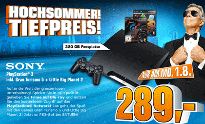 Knaller - Amazon kontert: Sony Playstation 3 320GB mit Gran Turismo 5 und Move Starter Pack für 289€ (Update 3: Amazon kontert zum dritten Mal)