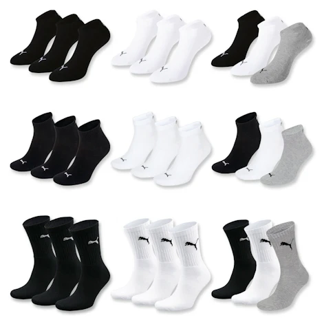 18 Paar PUMA Sneaker Quarter Tennissocken Sportsocken 35/38 - 47/49 für 32,99 EUR
