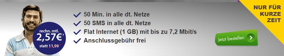 Modeo SmartSurf, 1GB Datenvolumen, 50Freimin. und 50FreiSMS für rechnerisch mtl. 2,57€