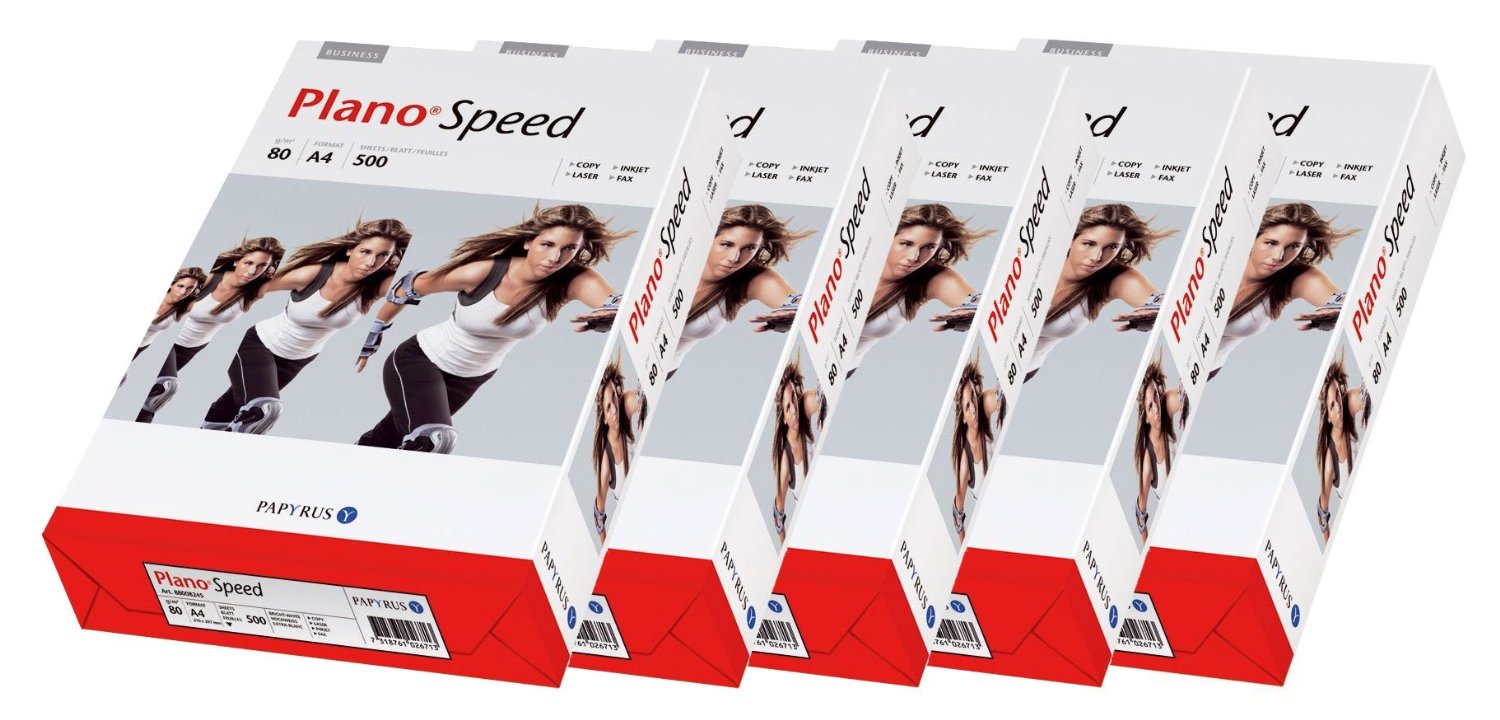 5 x 500 Blatt Papyrus Kopierpapier Plano Speed weiß für 10€ - 80g/m2, DINA4 *UPDATE*
