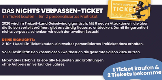 Das nicht verpassen ! Der 2 in 1 Deal Ticket für den Freizeitpark Geiselwind
