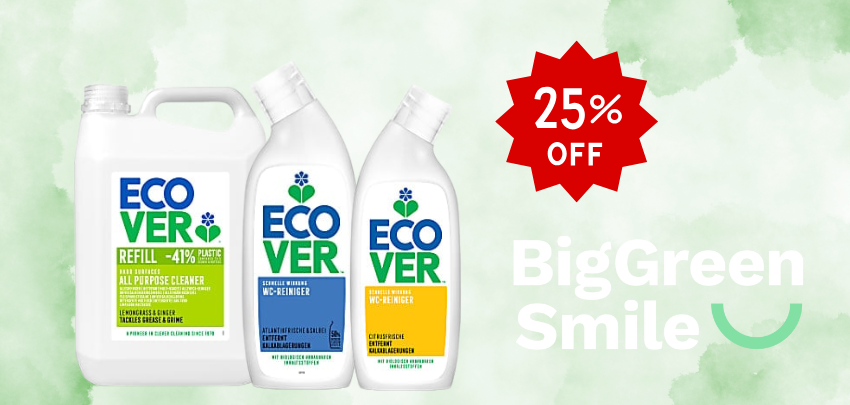25% Rabatt auf ausgewählte Ecover Reinigungsmittel - umweltfreundlich, biologisch abbaubar, ohne Gutschein