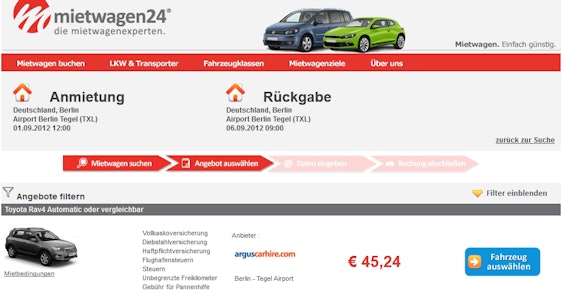 5 Tage Mietwagen in Berlin, Düsseldorf und Stuttgart für 45,24 €