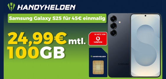 Effektiv GRATIS! 😏 Samsung Galaxy S25 im 100GB Vodafone-Tarif für 24,99€ mtl.