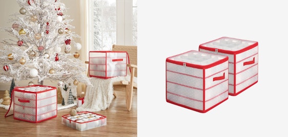 SONGMICS Aufbewahrungsboxen für 18€ - halbtransparent-rot, inkl. Trennwände, leichte Reinigung