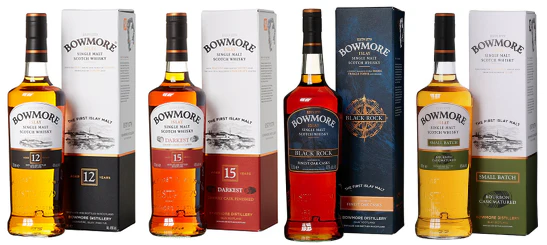 Geschenkidee für Whiskyliebhaber: Bowmore 12 für 24€, Bowmore 15 für 42€ oder Bowmore Black Rock 1l für 35€