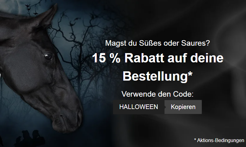 Horze Halloween Sale – 15% Rabatt ab 80€ MBW