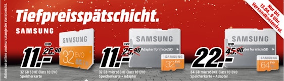 Media Markt Tiefpreisspätschicht - Günstige Samsung Evo-Speichermedien *UPDATE*