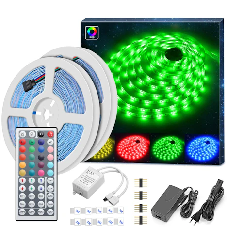 10M Led Streifen Selbstklebend mit IR Fernbedienung und Netzteil