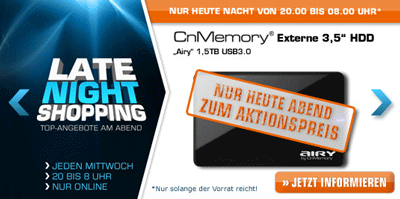 Saturn Late Night Shopping ab 20Uhr - Bravo Hits 2012, CnMemory 1,5TB Fesplatte und Motorola Motoluxe