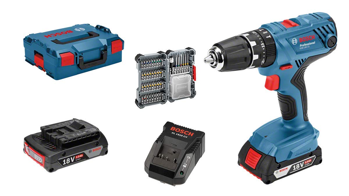 Bosch Professional Akku Schlagbohrschrauber GSB 18 V-21 (2x 2,0 Ah Akku, 18 Volt, in L-BOXX) für 151,79 EUR inkl. VSK