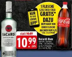 Edeka App: Kaufe Bacardi und erhalte eine Coca-Cola (1,25 l) gratis (evtl. regional)