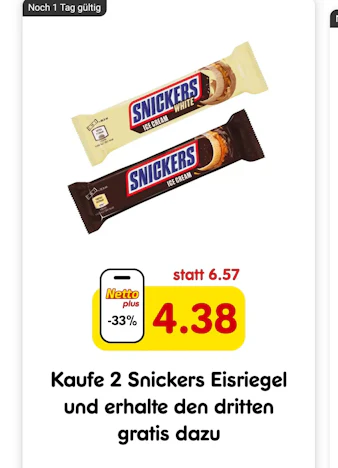 Netto App: Kaufe 2 Snickers und erhalte einen dritten gratis dazu