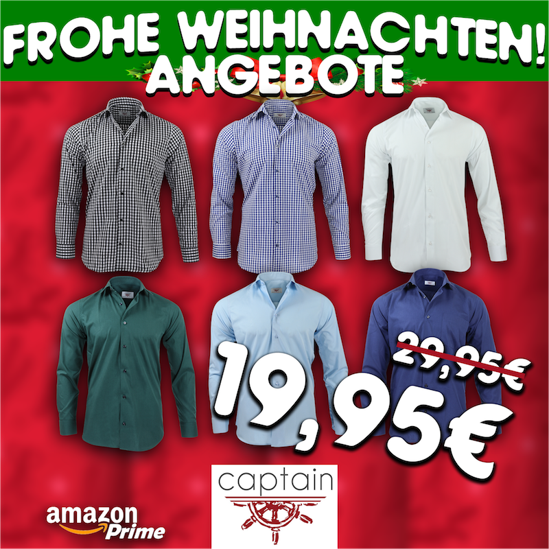 Captain Slim Fit Herren Hemden (in 24 verschiedenen Farben) Langarm-Hemd 100% Baumwolle