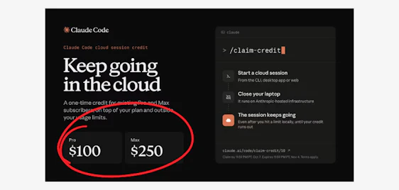 GRATIS Guthaben🔥Cloud Sessions (Claude Code) mit bis zu 250$