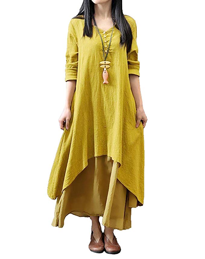 Damen Langarm Kleid S-5XL Schwarz/Weiß/Rot/Gelb