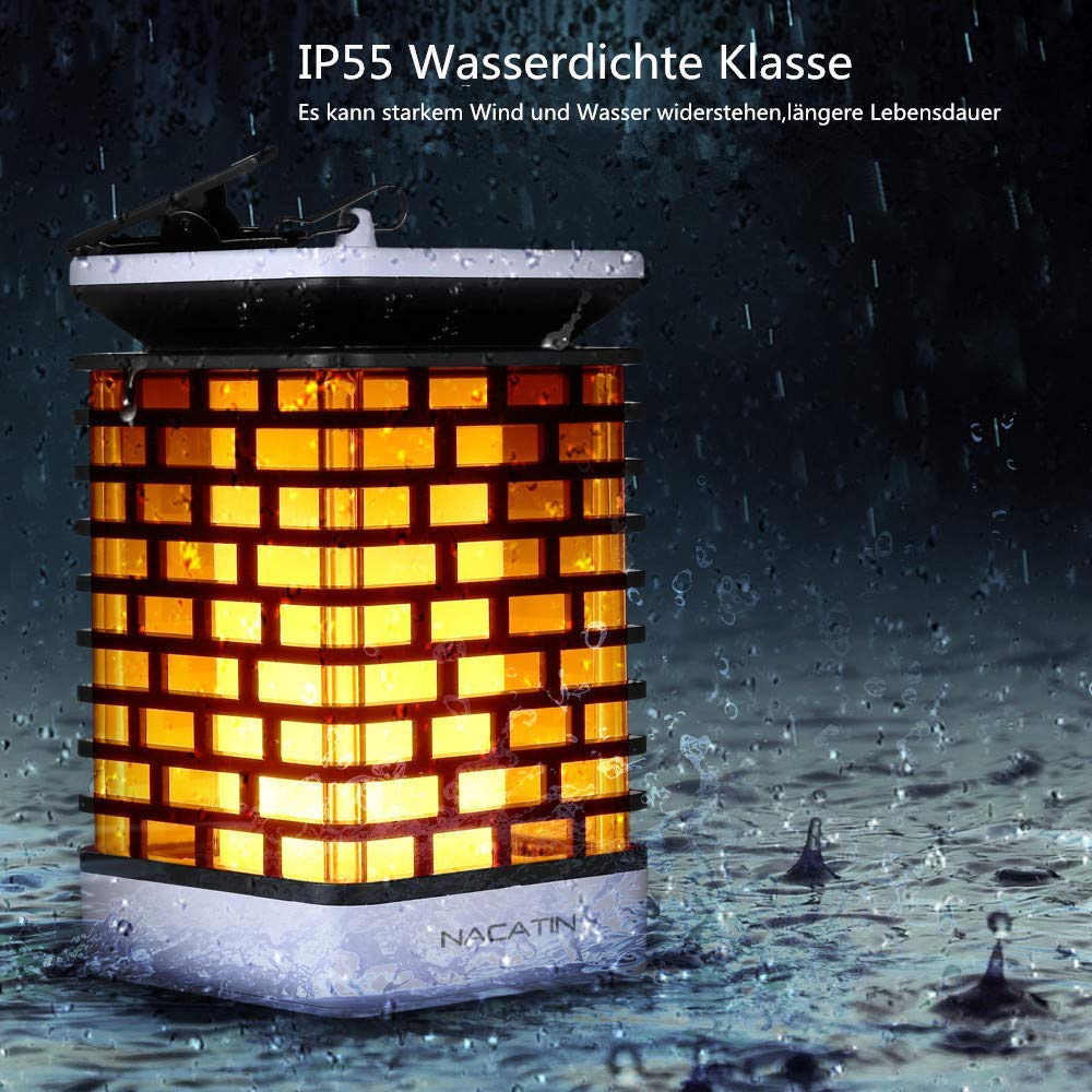 NACATIN  Solarleuchte für Außen, 99 LED Flackernde Flammenlampe IP55 Wasserdicht