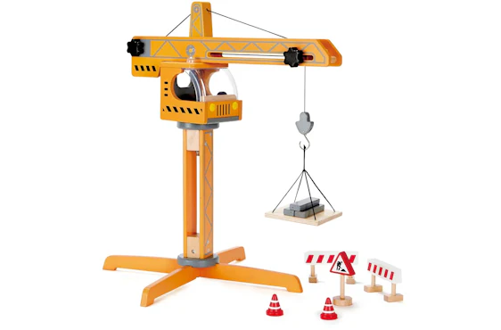 🏷️ Hape Großer Baukran – Holz-Baukran Spielset mit Zubehör & Absperrungen für 34,33 Euro bei Amazon 🏗️🪵