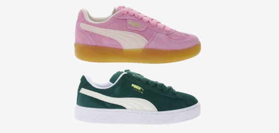 Puma Damen-Sneaker für 30€ - Echtleder, rosa/grün, gepolsterte Zunge