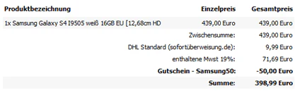 Samsung Galaxy S4 für 395€ *UPDATE*