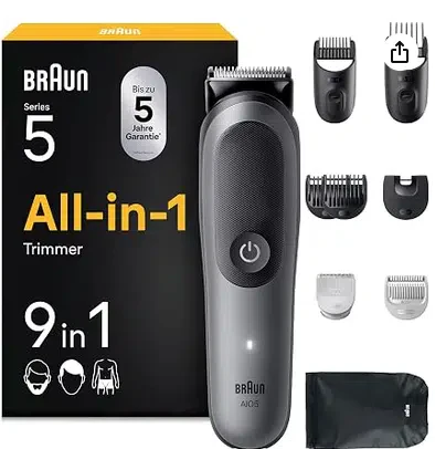 🔥 Braun Multigroom All-in-One Series 5 (AIO5545) – 9-in-1 Trimmer mit 120 Min. Akku & 14 Schnittlängen für 34,84 € (statt 49,99 €)