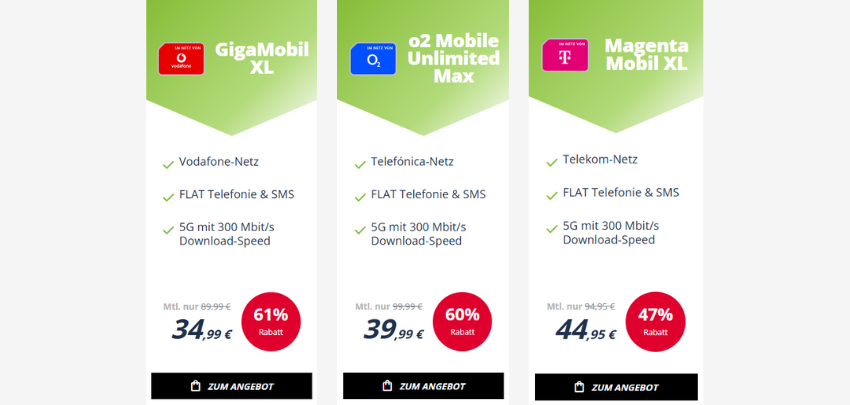 Unlimited 5G Tarife bei Freenet » Alle Netze, schon ab 34,99€ monatlich