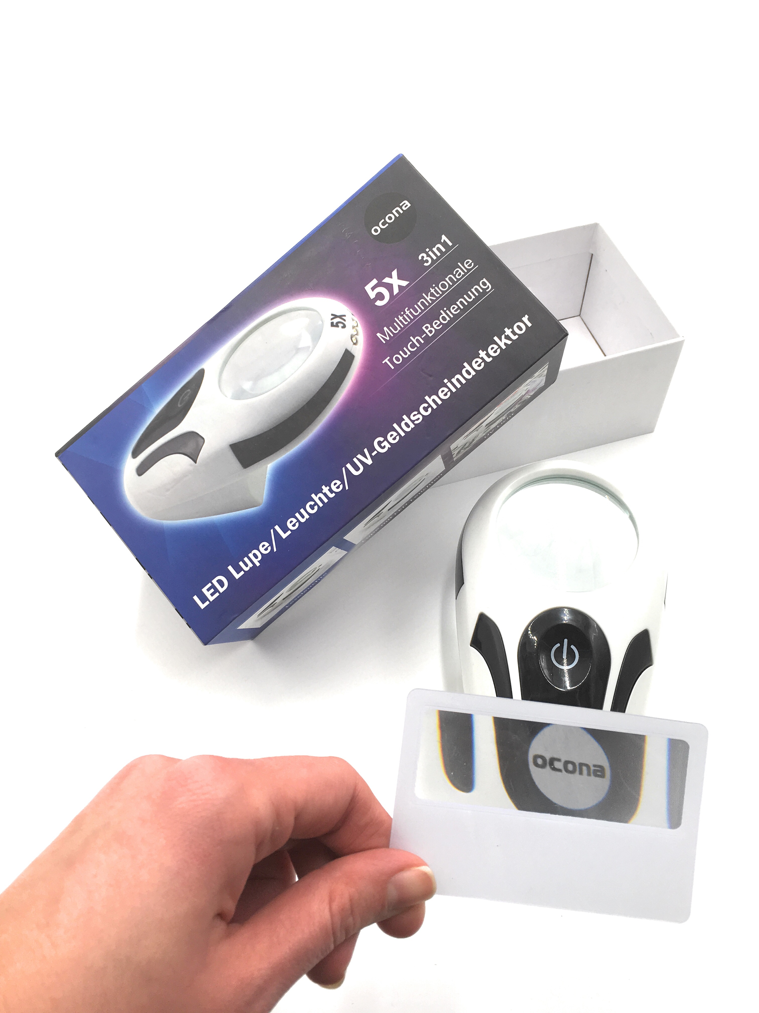 Leselupe-Handlupe-Tischlupe mit Licht/Geldscheinprüfer + GRATIS HAND-LUPE