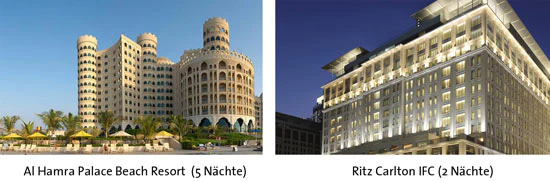 8-Tage-Reise nach Dubai (Ritz Carlton, 2 Nächte) und Ras Al Khaimah (Al Hamra Palace Beach Resort, 5 Nächte) inkl. Flug für 549€ pro Person