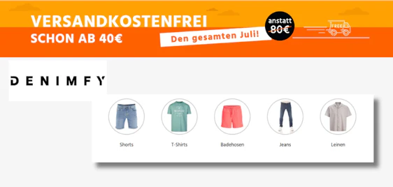 Versandkosten sparen! 📦 Denimfy im Juli ab 40€ versandkostenfrei 🛒