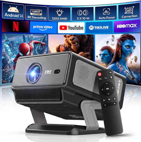 Xgody A8 Beamer Heimkino Native 1080P,Offiziell von Netflix lizenziert
