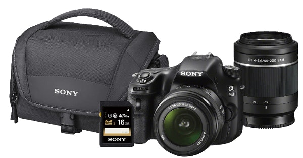 SONY-SLT-A58Y-inkl.-18-55mm-55-200mm-Tasche-16GB-SD-Karte--20.1-Megapixel--Bildstabilisator--Schwarz--18-55-mm--55-200-mm-Objektiv--CMOS-Sensor--6.86-cm-(2.7-Zoll)---Bildstabilisator--Schwarz