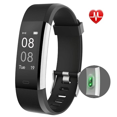 YAMAY Fitness Armband mit Pulsmesser Wasserdicht Fitness Tracker Aktivitätstracker Pulsuhren SmartwatchUhr Vibrationsalarm Anruf SMS Whatsapp