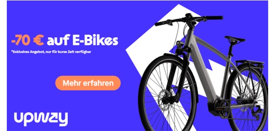 Letzte Chance! 🚲⌛ 70€ Extra-Rabatt bei upway - Doppelt sparen auf Refurbished E-Bikes
